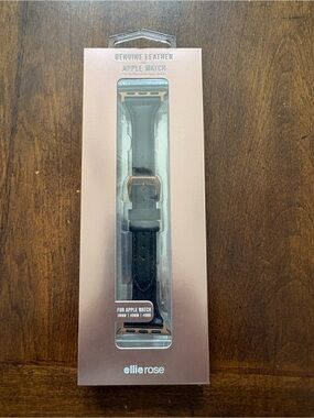 Black Leather Watch Band for Apple Watch